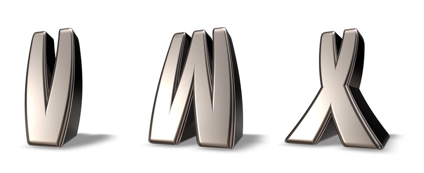 metal letters avwx on white background - 3d illustration