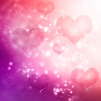 Hearts on pink and purple gradient background