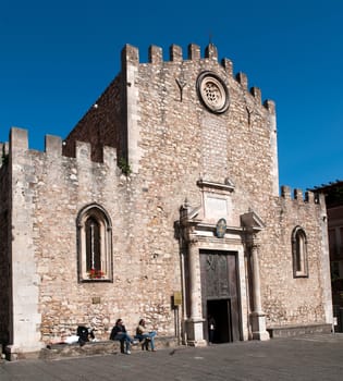 Taormina, Italy - May 1, 2011: Cathedral San Nicola in Taormina,  famous tourist resort, the most luxury town on Sicilian coastline, Sicily, Italy