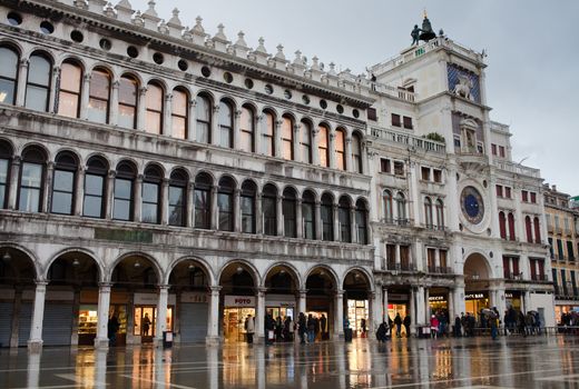 Rainy evening at San Marco square  Venice