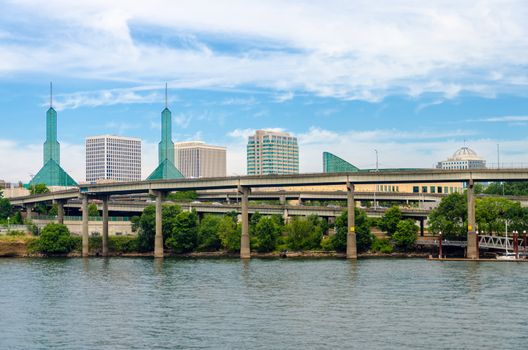View of convention center and infrastructure in Portland, Oregon