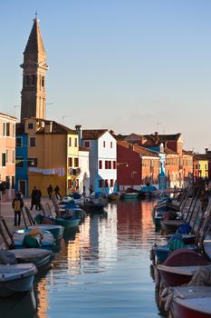 Sunset on island Burano. Venice.