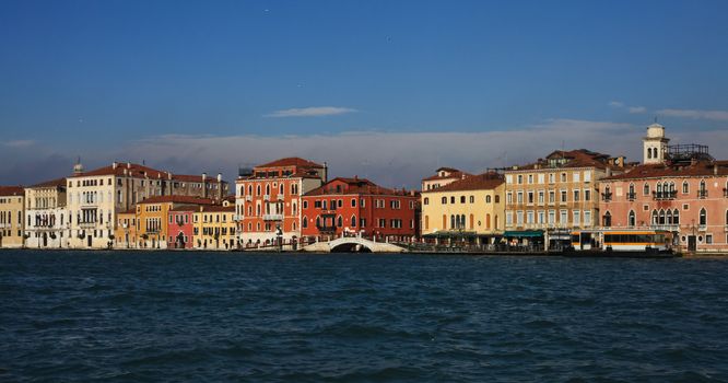 Colourful palaces in Venice.