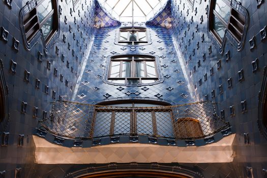 Casa Batllo interior Mozaic on the walls . Antonio Gaudi