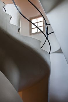 Casa Batllo interior . Stairs to the roof . Antonio Gaudi