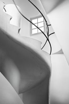 Casa Batllo interior .  Stairs to the roof  .  Antonio Gaudi