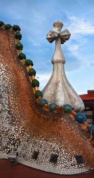 The decorated roof . Casa Batllo.  Antonio Gaudi.