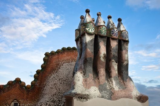 The decorated roof  Casa Batllo  Antonio Gaudi