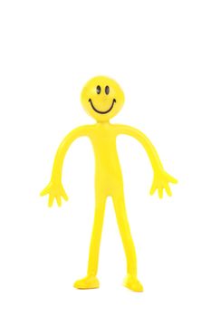 The yellow smiling man. Isolated on white.