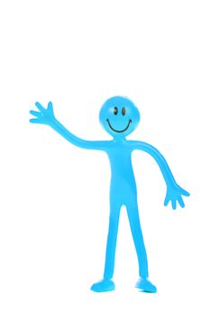 The blue smiling man. Isolated on white.