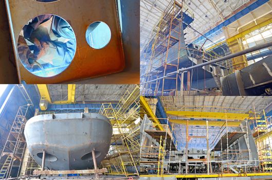 Ship building shoot  inside of shipyard
