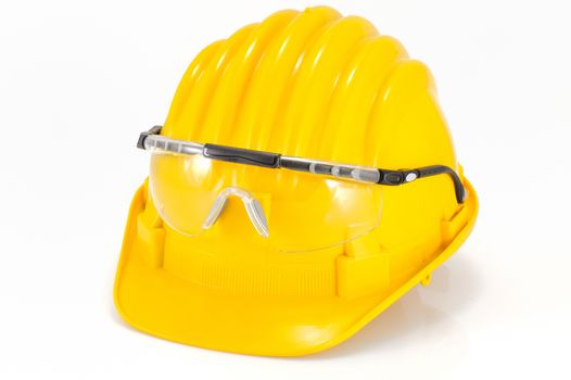 safety helmet and glasses