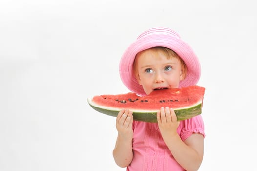 child  eating watermelon