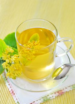 Cup of tea and linden flowers 