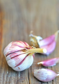 garlics on wooden background