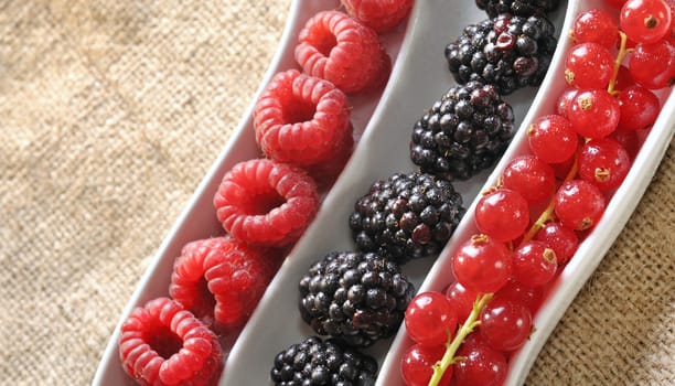 fresh berries on background sack 