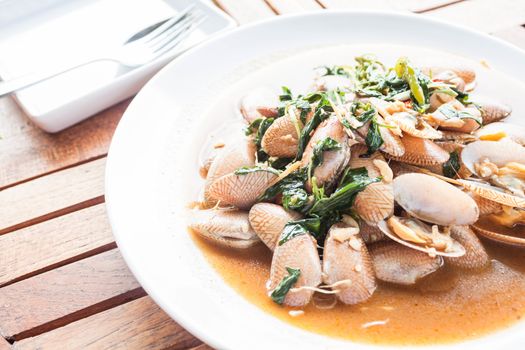 Stir fried clams with roasted chili paste, thai meal