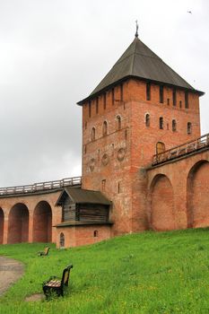 Tower of Novgorod Kremlin in Veliky Novgorod, Russia