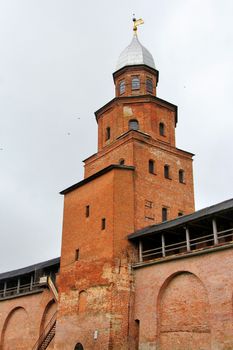 Tower of Novgorod Kremlin in Veliky Novgorod, Russia