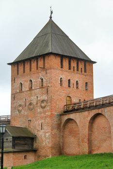 Tower of Novgorod Kremlin in Veliky Novgorod, Russia