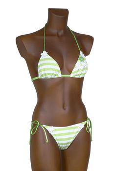 Striped bathing suit on a white background