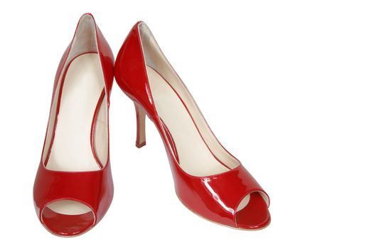 Modern red shoes on a white background