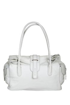 Leather white bag on a white background