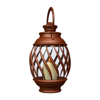 3D digital render of a hand lantern isolated on white background