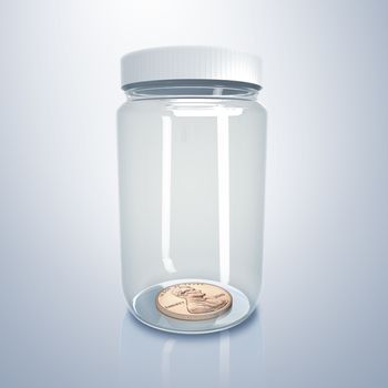 Transparent glass jar with money inside it