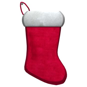 3D digital render of a Christmas stocking isolated on white background