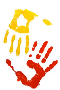 Prints Two Hands on White Background