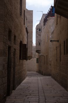 Old city of Jerusalem.Historical narrow streets.