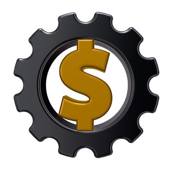 gear wheel with dollar symbol - 3d illustration