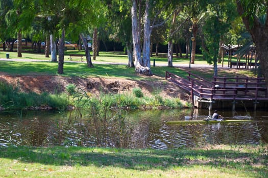 View of summer park Yarkon in Tel Aviv,Israel