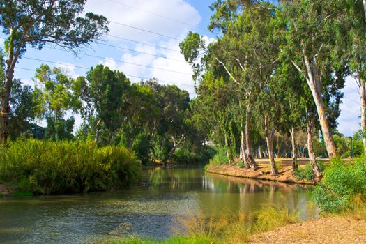 View of summer park Yarkon in Tel Aviv,Israel