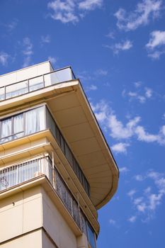 Building against cloudy blue sky