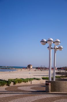 View of Tel Aviv beach in sunlight day