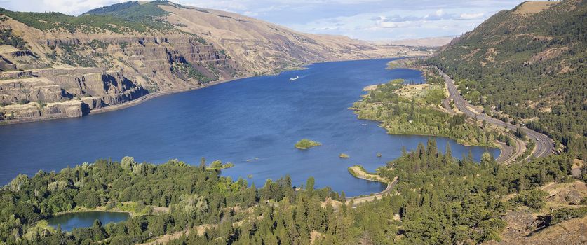 Columbia River Gorge View of Oregon and Washington State from Rowena Crest Panorama