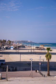 View of Tel Aviv beach in sunlight day