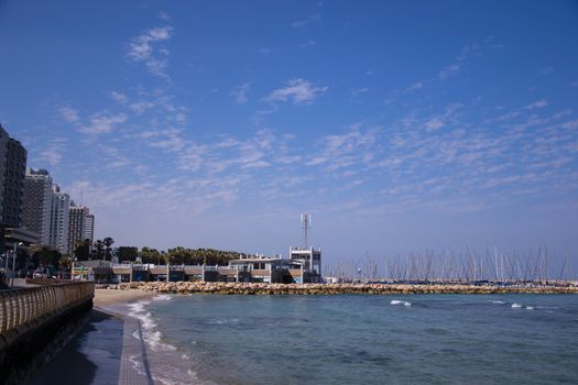 Tel Aviv beach.Hotels and sea