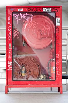 Art on Fire Hose Cabinet