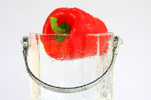 fresh sweet pepper in water