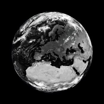 Europe on black planet Earth isolated on black background. Elements of this image furnished by NASA.