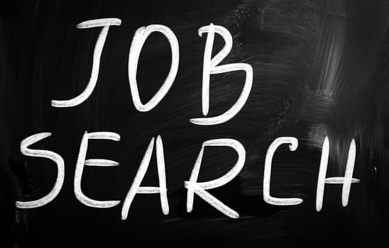 "Job search" handwritten with white chalk on a blackboard