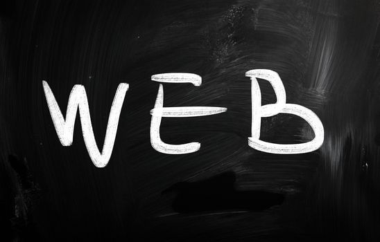 "WEB" handwritten with white chalk on a blackboard