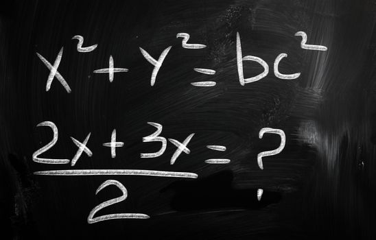 blackboard with math text