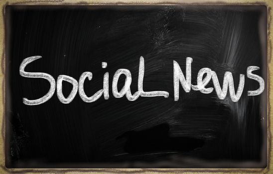 social media concept - text on a blackboard.