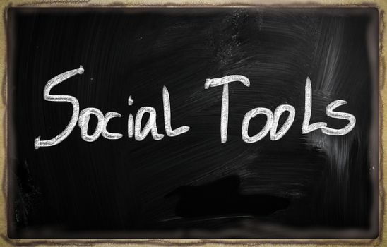 social media concept - text on a blackboard.