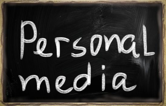 social media concept - text on a blackboard.