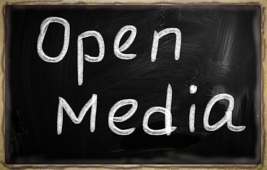social media concept - text on a blackboard.